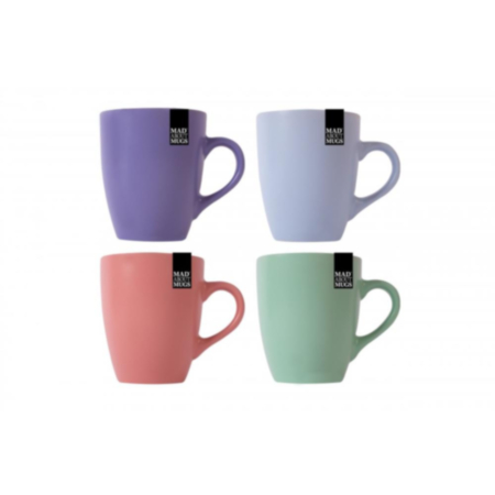 Coupe Shaped Stoneware Mug 11oz - 4 Assorted Colours