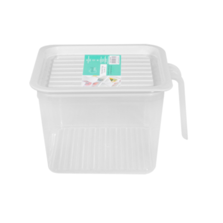 Stackable Fridge Tray White Lid Square