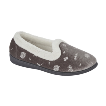 Jo & Joe Ladies Grey Annie Floral Slippers