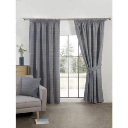 Aztec Navy Tie Back Curtains - 26 Inch