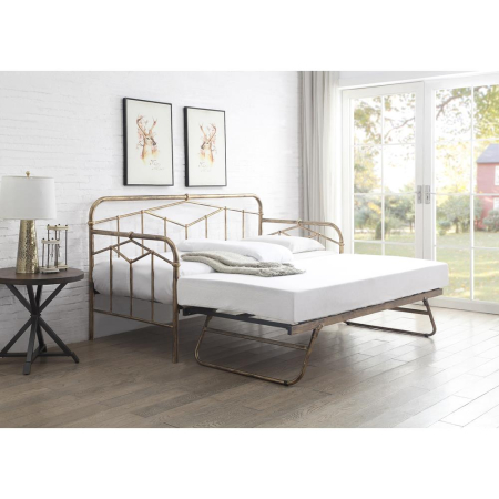 Axton Bronze Metal Single Day Bed With Trundle 3ft