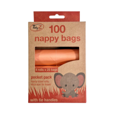 TidyZ Nappy Bags - Pack of 100 (4 x 25 Bag Rolls)