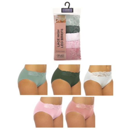 Ladies 5 Pack (Plain)  Hi Leg Briefs 