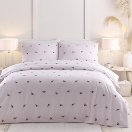 Bees Pink Duvet Cover & Pillowcase Set - King