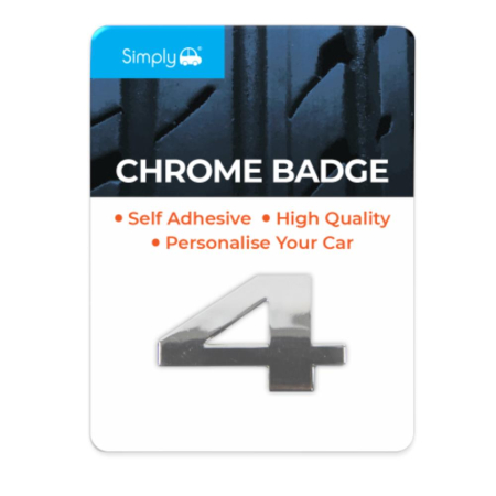 '4' Simply Chrome Badge