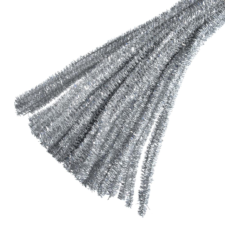 Silver Glitter Chenilles | 30cm x 6mm (Pack of 20)