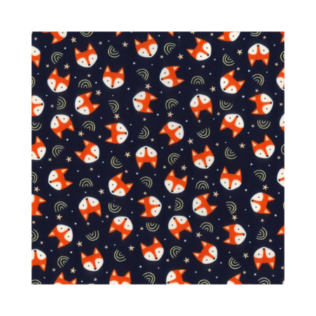 Cotton Poplin Fox Fabric - Navy