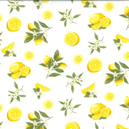 100% Cotton Lemons Fabric - Ivory