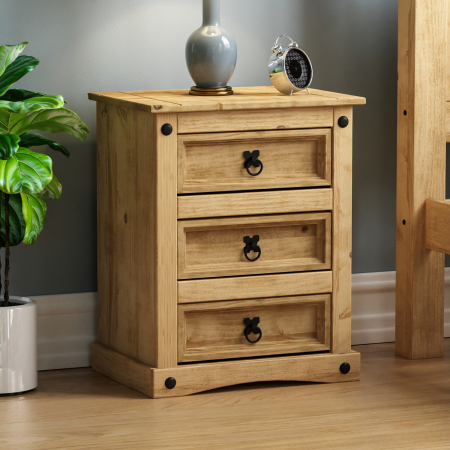 Corona 3 Drawer Bedside