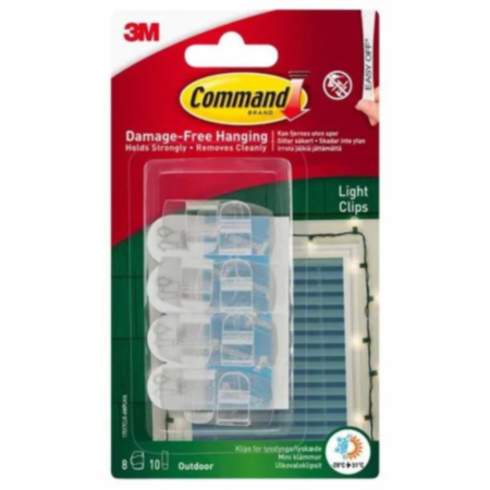 Command™ Clear Outdoor Light Clips with Foam Strips