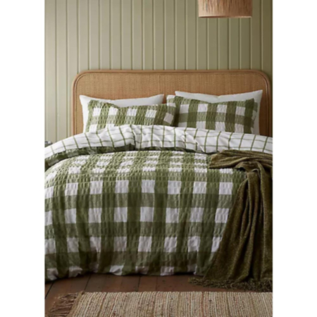 Catherine Lansfield Seersucker Gingham Check - Single Duvet Cover Set 