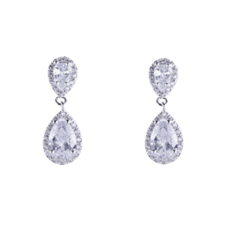 Elizabeth Cubic Zirconia Post Earrings In Silver