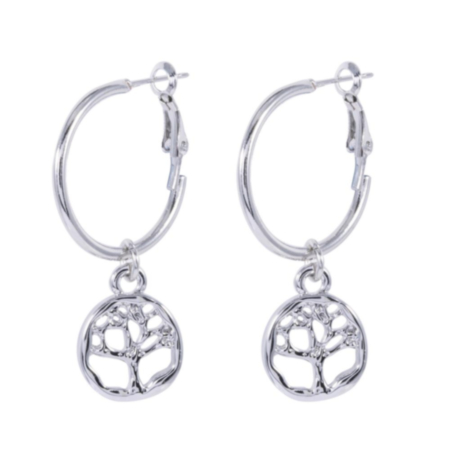 Eternal Silver Tree of Life Double Hoop Earrings