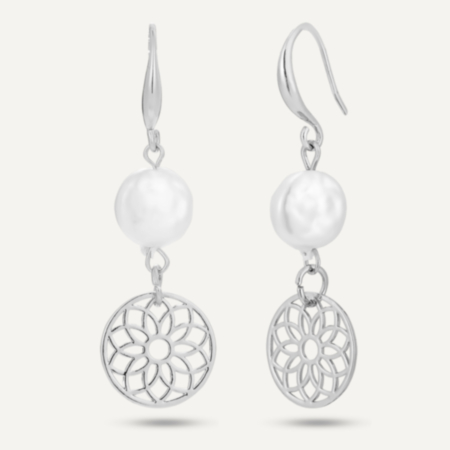 D&X London - Audrey | Dream Catcher Faux Pearl Drop Earrings (Silver-Tone)