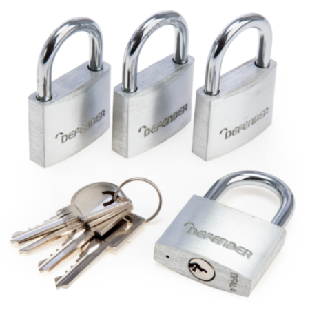  Defender Aluminium Padlock Quad Pack - 40mm