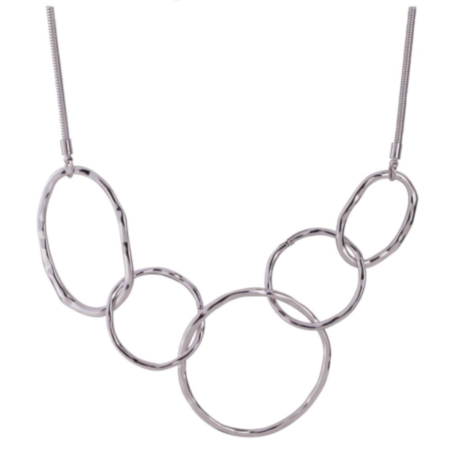 Geo Abstract Interlocking Circles Necklace In Silver