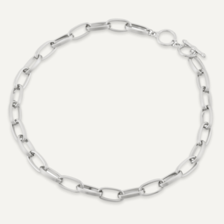 D&X London - Alesha | Contemporary T-Bar Chain-Link Necklace (Silver-Tone)