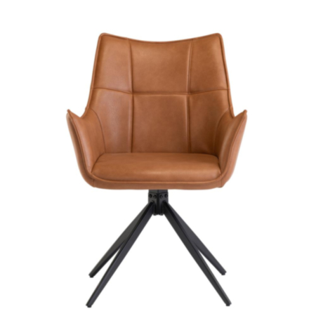 Vito Dining Armchair - Tan Pu / Black Leg (Pair)