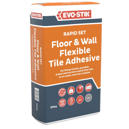 EVO-STIK Rapid Set Floor & Wall Flexible Tile Adhesive 20KG - Grey