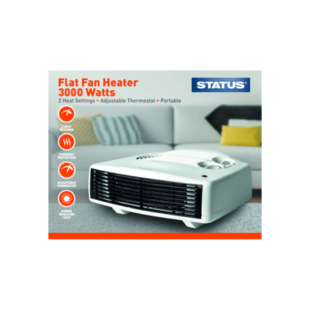 Status Flat Fan Heater 3KW 2 Heat Settings