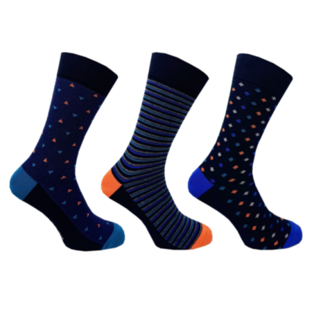 Flexitop Men's Navy Mix Socks (Size 6-11) - 3 Pack