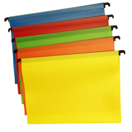 Cathedral Suspension Files Foolscap Plastic Assorted Colours - Pack of 5