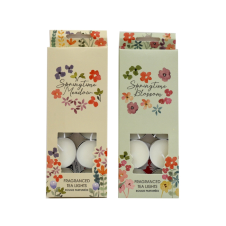 Spring Time Floral Box Tea Lights - Assorted (10 Pack)