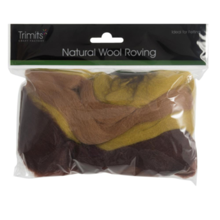 Natural Wool Roving (50g) - Assorted Autumn