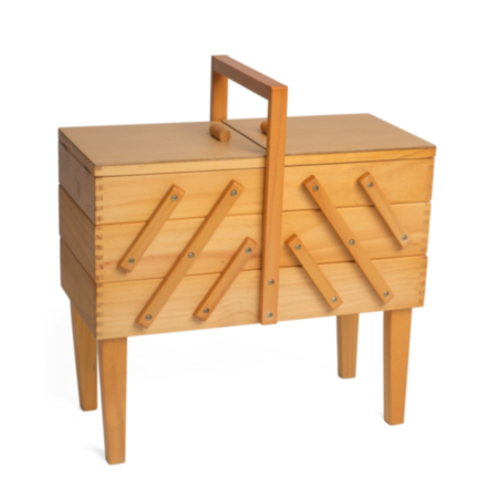 Hobby Gift Cantilever Sewing Box (3 Tier with Legs) - Beech Wood