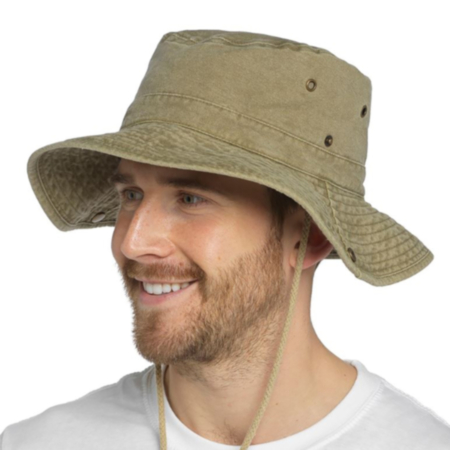 Mens Stonewashed Khaki Safari Hat
