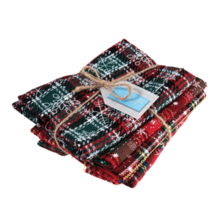 Fat Quarters Christmas Tartan Red 4 piece