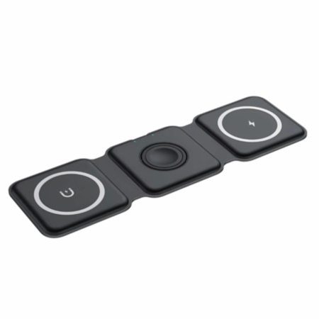 Groov-e Triton 3-in-1 Foldable Wireless Charging Station - Black