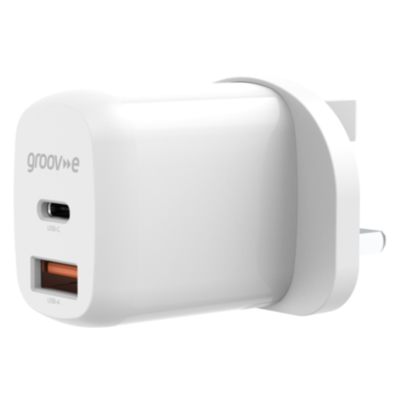 USB-C & USB-A 20W Wall Charger with Power Delivery - White