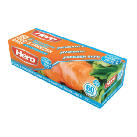 Hero Food & Freezer Bags 3.8L x 60