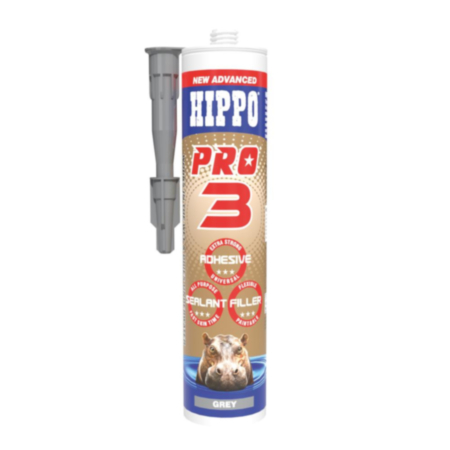 Hippo Pro3® Adhesive, Sealant & Filler 310ml Cartridge - Grey