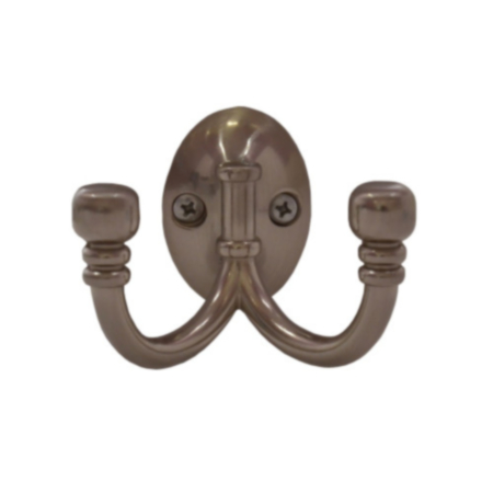 Ball End Double Robe Hook, 71mm, Satin Nickel