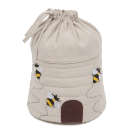 Hobby Gift Round Drawstring Craft Bag - Appliqué (Bee Hive)