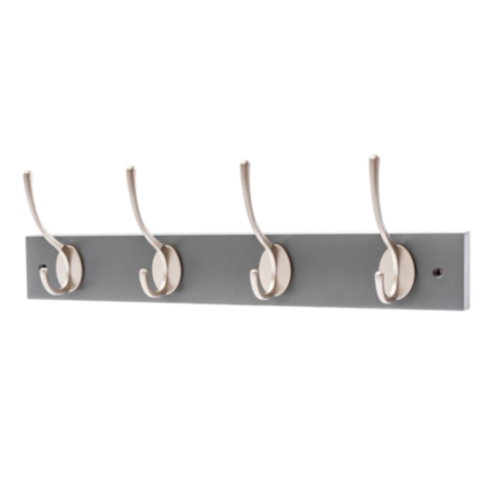 Slate Bloc and Satin Nickel Hookrail - 4 Hooks