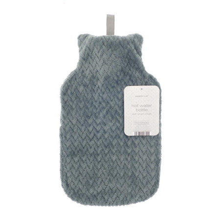 Country Club Hot Water Bottle - Jacquard Plush Lattice Textured Cover
