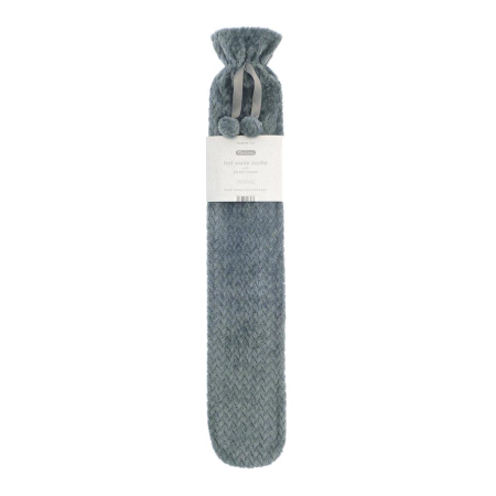Country Club Long Hot Water Bottle - Jacquard Plush Lattice Textured Cover