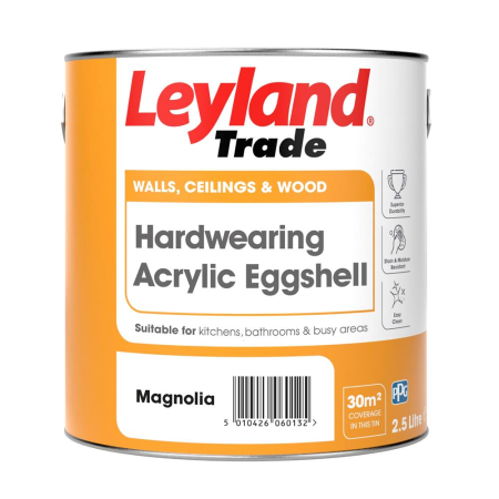 Leyland Trade Hardwearing Acrylic Eggshell Magnolia 2.5ltr