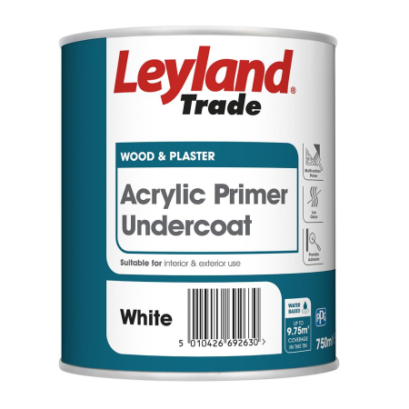 Leyland Trade Acrylic Primer Undercoat White 750ml