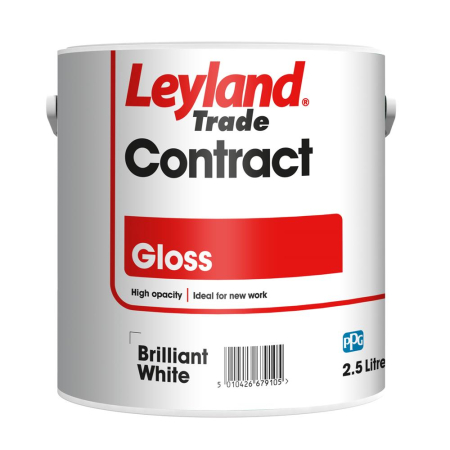 Leyland Trade Contract Gloss Paint Brilliant White 2.5L