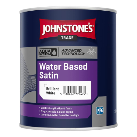 Johnstone's Trade Aqua Water Based Satin Brilliant White 1 Litre