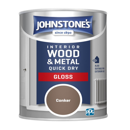 Johnstone's Quick Dry Gloss Paint Conker 750ml