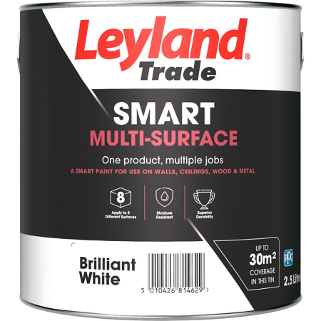 Leyland Trade Smart Multi Surface Paint Brillaint White 2.5L