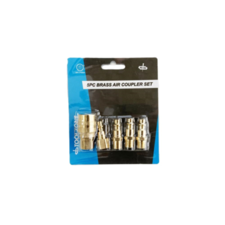 Toolzone 5 Pack Brass Quick Air Coupler Set