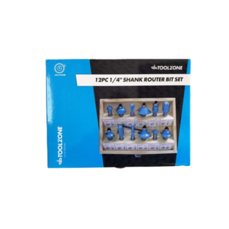 Toolzone 12 Pack 1/4" Shank Router Bits Tct