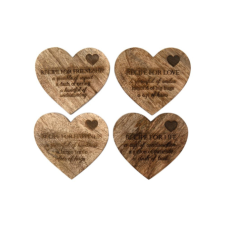 Heart Shape Coasters - 10cm - 4 Piece