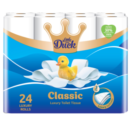 Little Duck Toilet Roll 3 Ply - 24 Pack - Classic Luxury Toilet Tissue  
